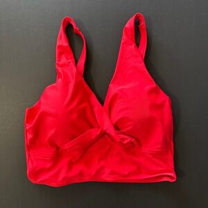 Grapent Bright Red Twist-Front Swim Bikini Top Adjustable Straps
